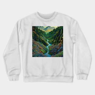 [AI Art] Green Valley, Optical Art Style Crewneck Sweatshirt